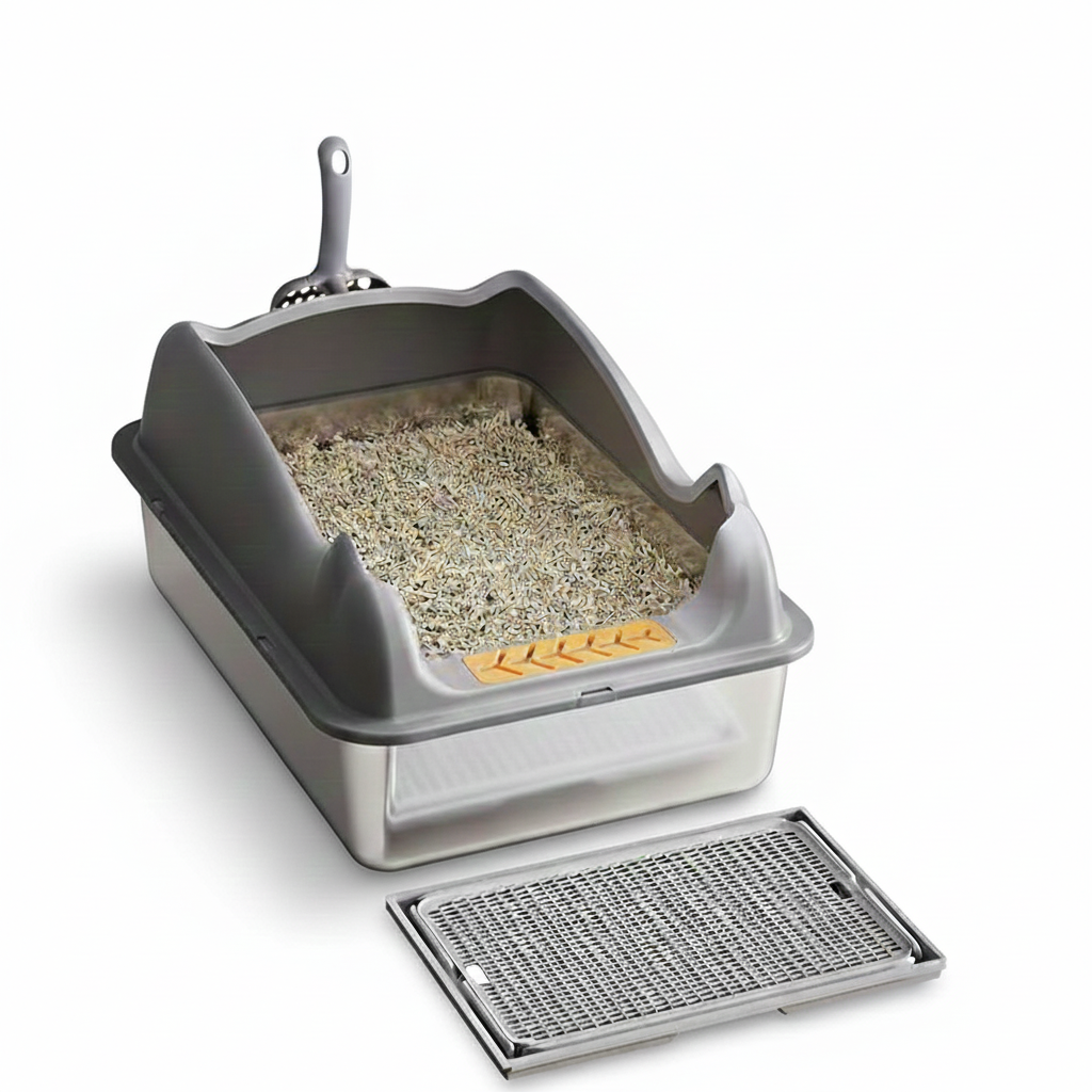 “Automatic cat litter box with a large stainless steel pan.”

“Self-cleaning cat litter box made with stainless steel.”

“Large stainless steel litter box designed for easy cleaning.”

“Automatic litter box for cats with durable stainless steel tray.”

“Stainless steel cat litter box with built-in cleaning system.”

“Spacious automatic litter box suitable for large cats.”

“Cat litter box with stainless steel interior and automatic waste removal.”